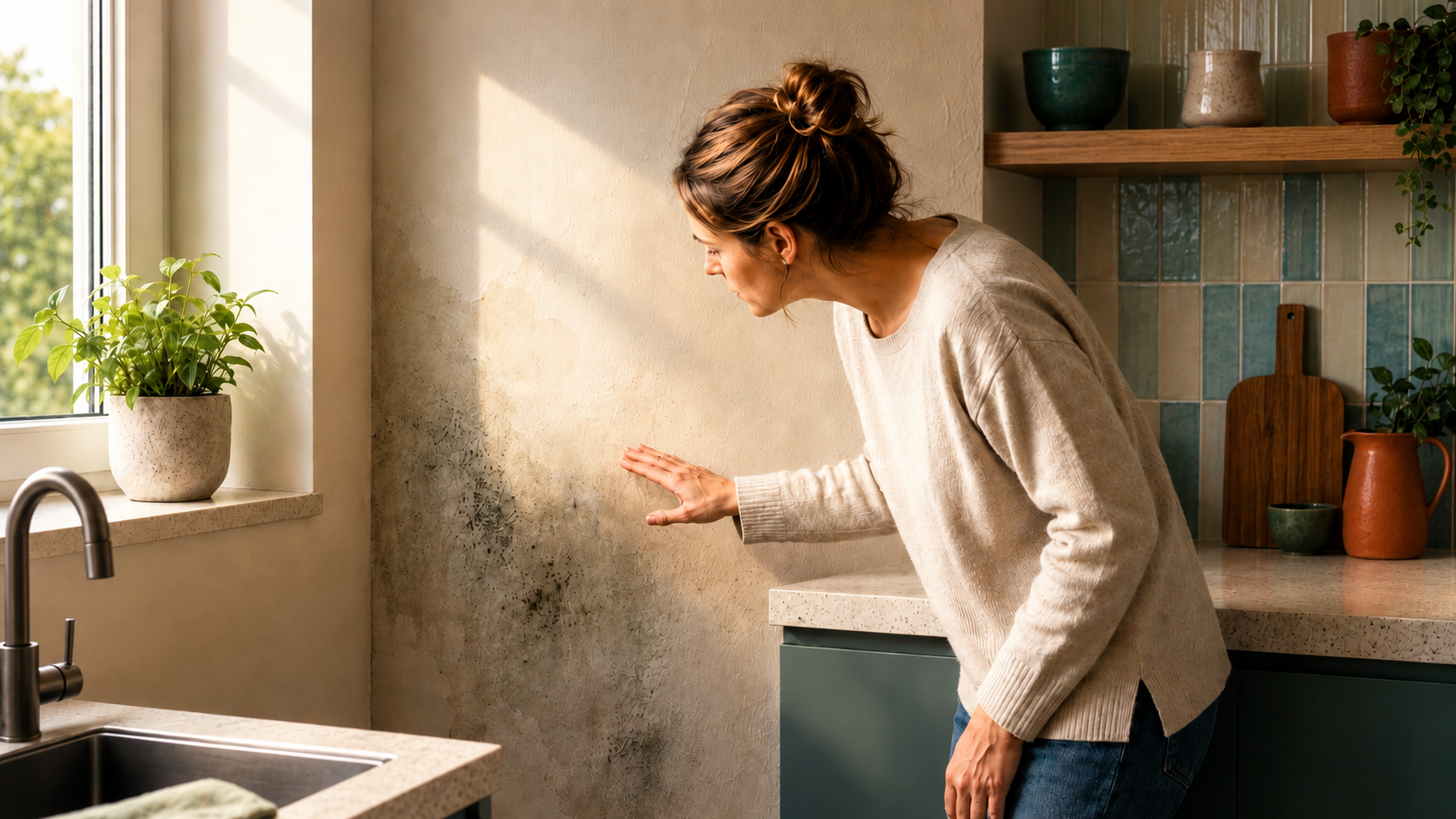 feuchte wand mit schimmel