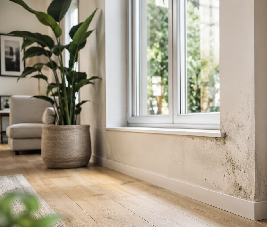 wandbereich mit schimmel am fenster